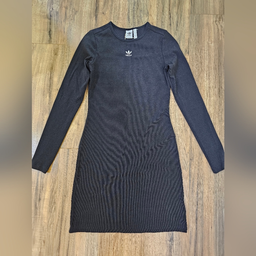 NWOT Adidas Women's Black Essential Rib Dress, Large - Picture 2 of 9